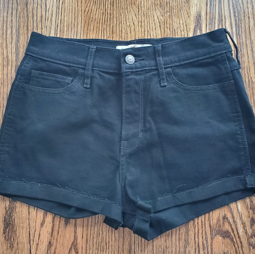 Black Hollister High Waisted Denim Shorts